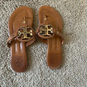 Tory Burch Leather Sandal with Gold Metal